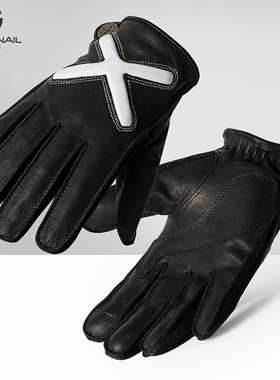 外星蜗牛V4摩托车春夏复古手套真皮机车女骑行触屏防摔男骑士装备