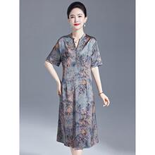 妈妈夏款真丝裙子2025新款洋气时尚中老年人高贵气质桑蚕丝连衣裙