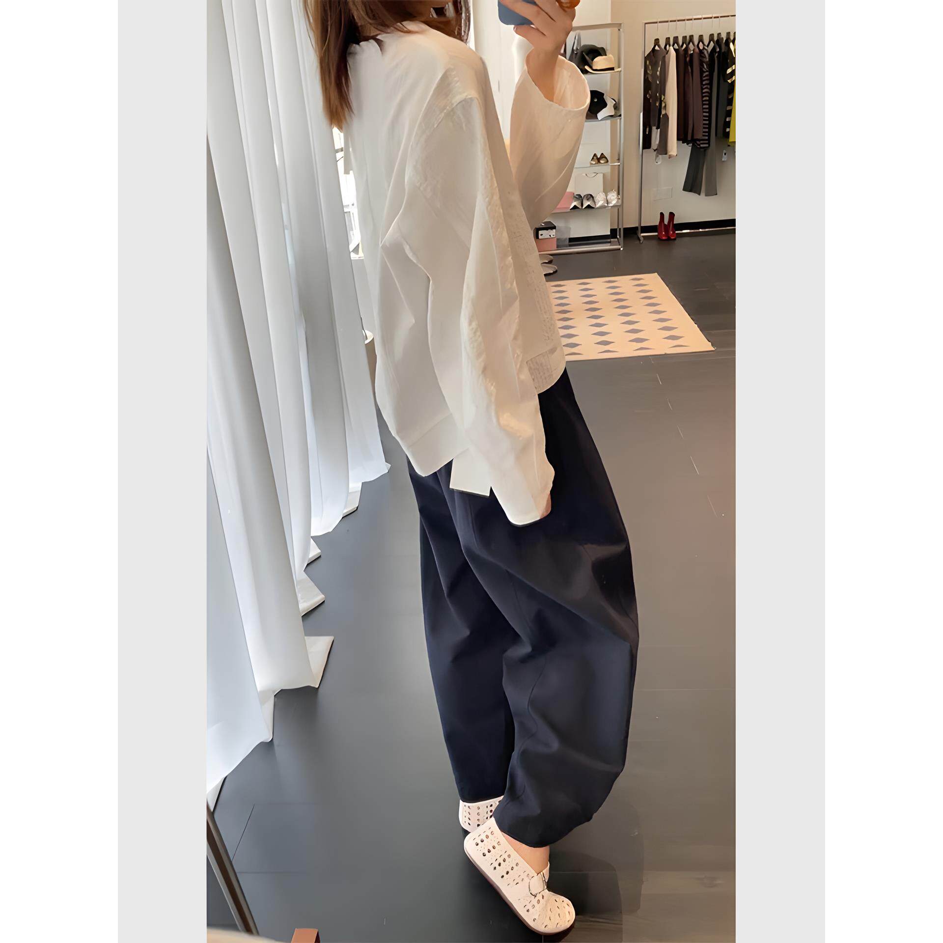 MONLOUVE早秋穿搭一整套女轻熟风白色衬衫阔腿裤套装高级感减龄两