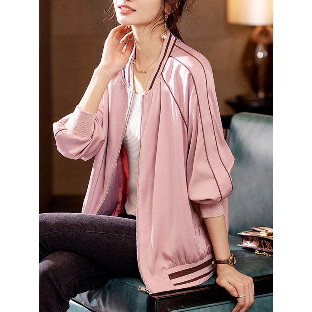 MONLOUVE大码女装休闲百搭棒球服外套女春秋2025年新款胖mm宽松夹