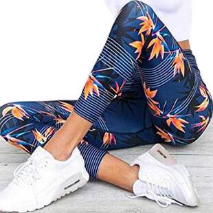 blue leaves yoga drying quick pants Slimming fitness