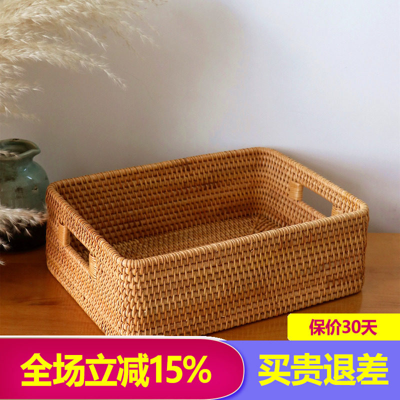 越南藤编收纳日式ins桌面手工图片
