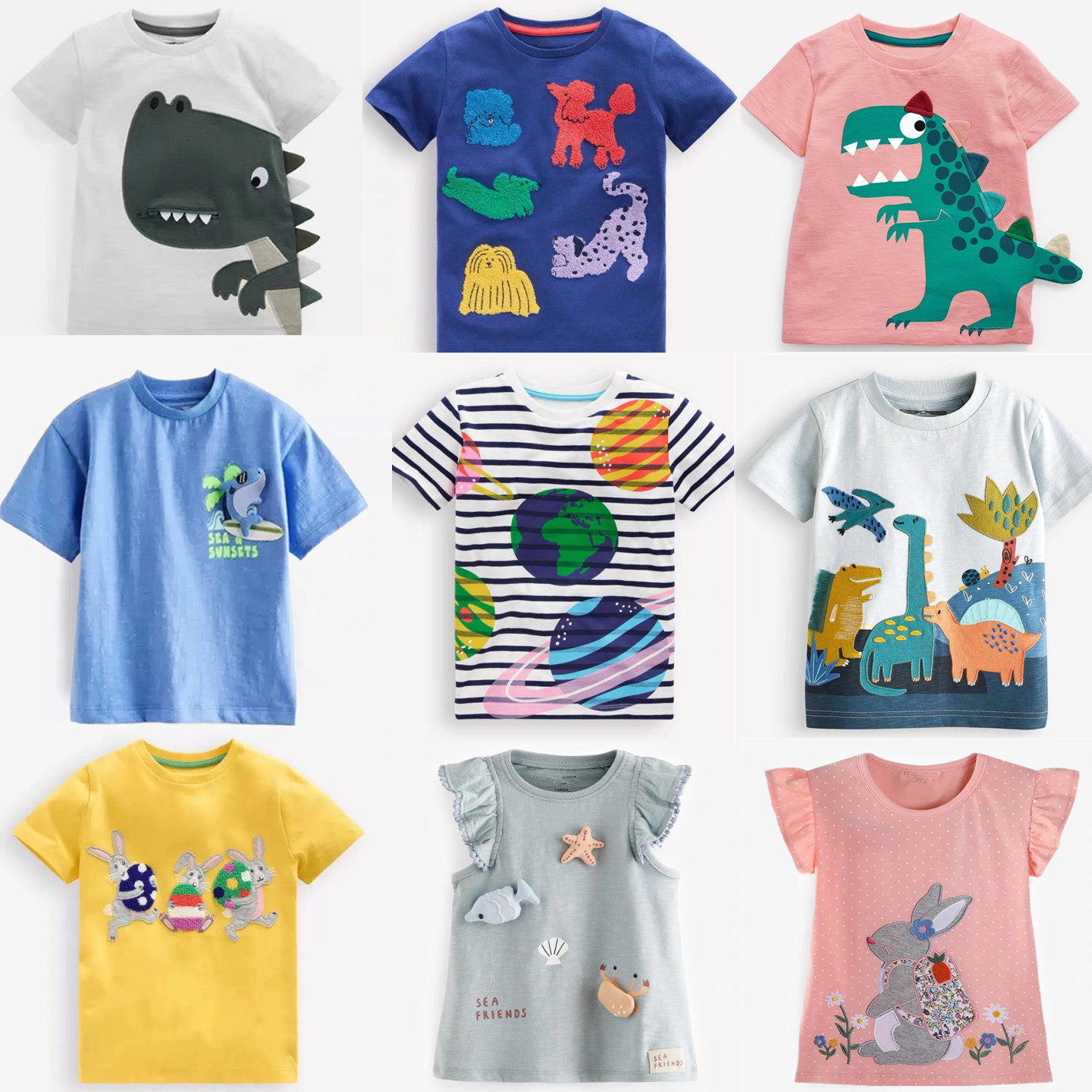 外贸童装男女童短袖T恤2025新款