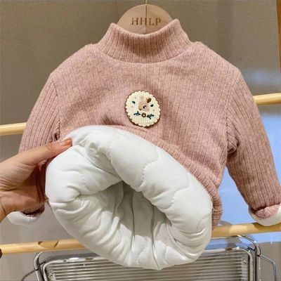 女童冬季婴儿保暖棉衣韩版夹棉打底三层儿童高领加厚洋气保暖上衣
