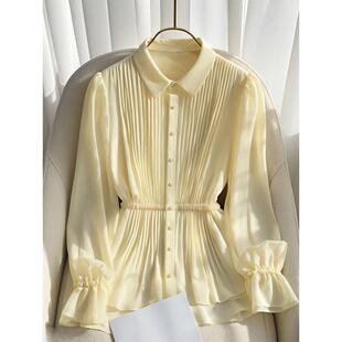 MONLOUVE广州十三行高级感时尚气质雪纺衬衫女法式气质洋气上衣秋