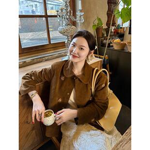 MONLOUVE广州十三行高货高级感钉珠绒面皮衣外套女小个子宽松短款