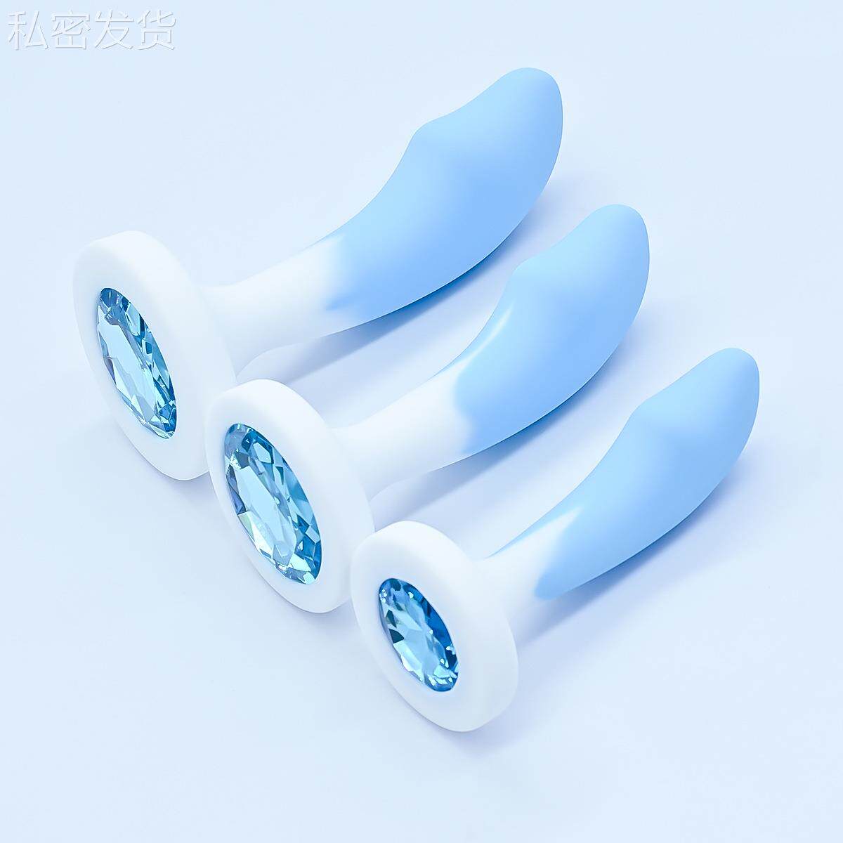 保密彩色硅胶局部按摩器渐变色蓝色小宝剑硅胶按摩器按摩放松解压