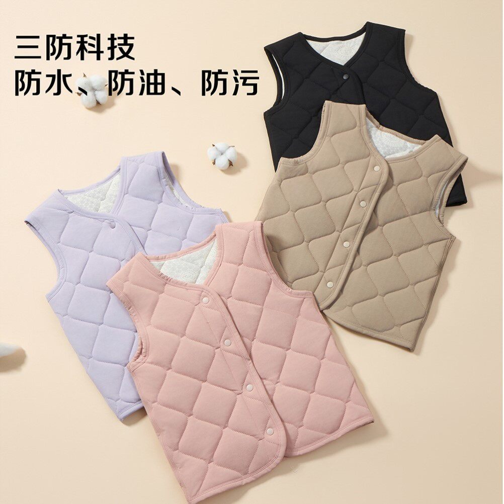 儿童保暖马甲冬季女童男童秋冬外穿校服新款加绒加厚保暖坎肩背心