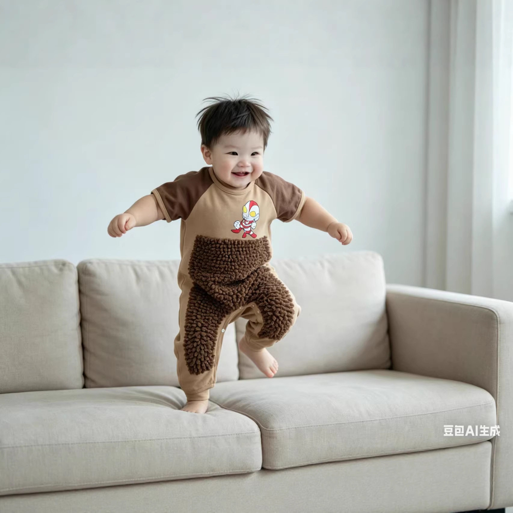 婴儿爬爬服护膝宝宝连体