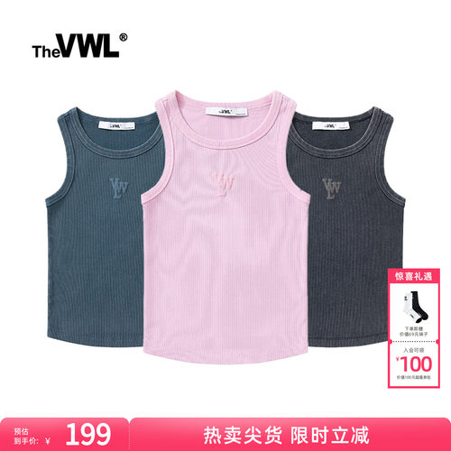 VWL做旧水洗印花修身短款背心