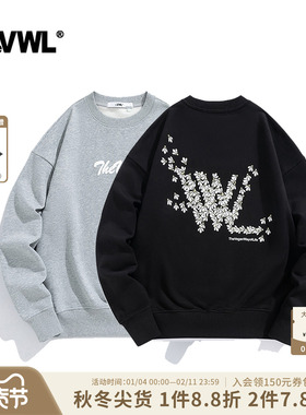 【田嘉瑞|丁程鑫同款】VWL蜜蜂印花圆领卫衣男女春秋宽松上衣