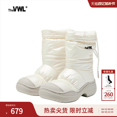 VWL秋冬新款面包鞋靴保暖加绒防滑防泼水雪地靴简约中筒靴高筒