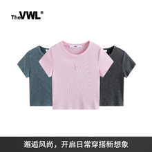 VWL印花短袖T恤女款 LOGO字母短款上衣女士修身体恤夏季新款