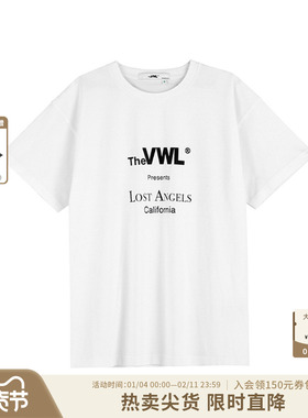 VWL简约印花LOGO短袖T恤夏季美式黑白色宽松上衣男女同款