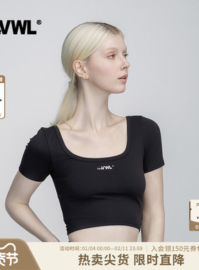 【baby同款】VWL薄款瑜伽服夏女黑色运动上衣紧身显瘦透气短款T恤