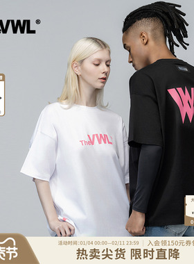 【baby同款】VWL印花短袖t恤男女款2026新款圆领宽松oversize上衣