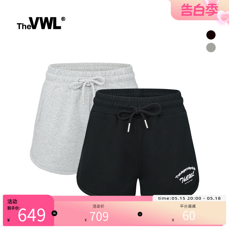 于文文同款VWL刺绣LOGO短卫裤运动宽松休闲 夏新款时尚短裤女款