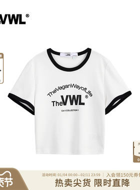 【baby同款】VWL短袖T恤LOGO字母印花短款女修身辣妹体恤夏季白色