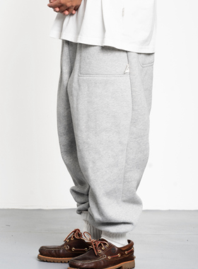 NESSTTU 新品日系百搭基础复古休闲纯色宽松运动加绒束脚卫裤