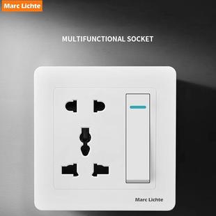 86型暗装16A一开带五孔开关带指示灯插座面板多孔英式多功能港式