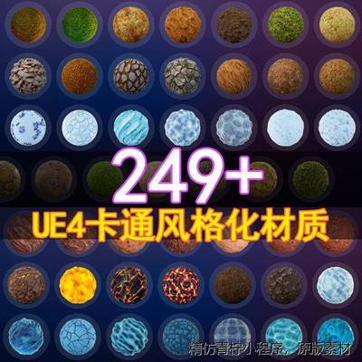 UE4虚幻5卡通风格化材质球游戏地面草地沙漠冰面纹理贴图材质实例