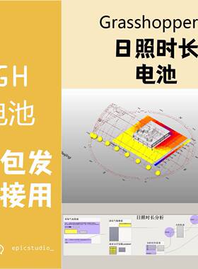 日照时常分析Grasshopper电池组GH电池犀牛插件模板参数化合集