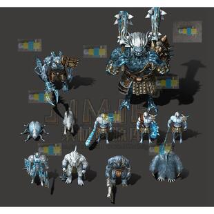 传奇怪物素材 雪域地图全套怪物11只 雪域魔王 高清复古传奇素材