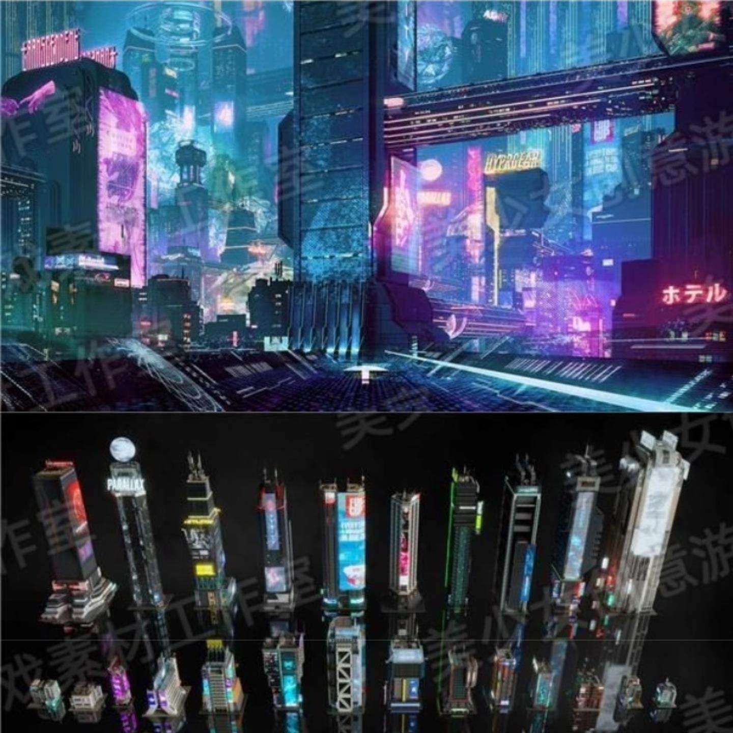 KitBash3D赛博朋克未来城市场景模型资产ue4 c4d max maya blend