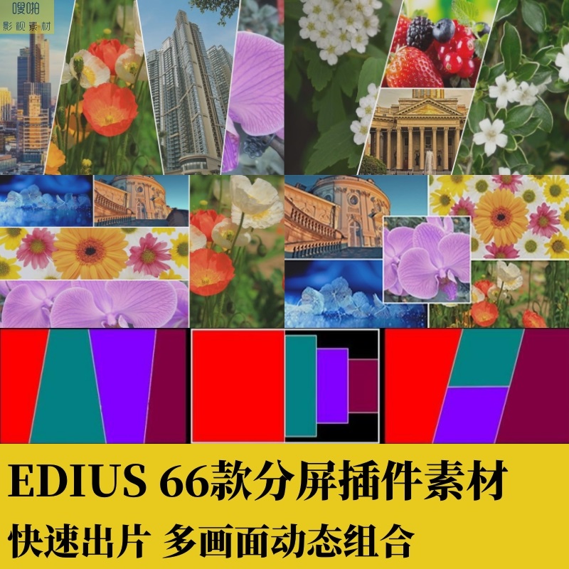 EDIUS66款动态分屏插件预设快剪快速出片多画面视频组合转场素材 商务/设计服务 设计素材/源文件 原图主图