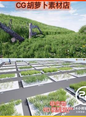 UE4虚幻5 写实绿草素材小草 小花草植被植物草坪草地草原资产