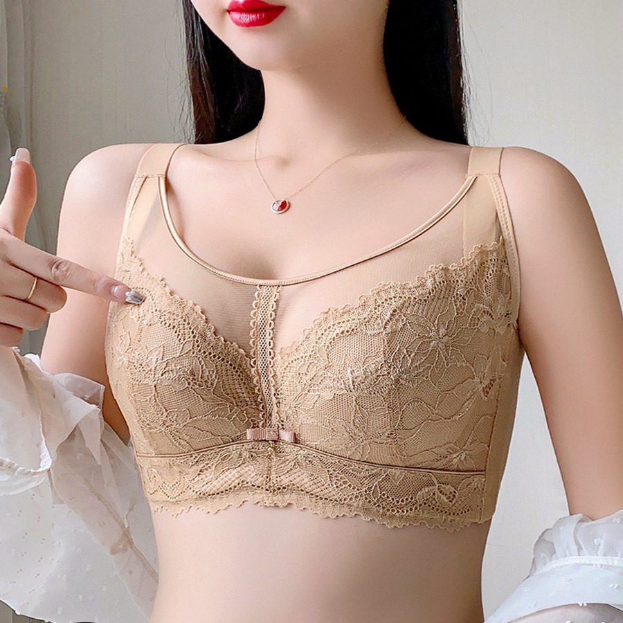 美容院线软钢圈内衣女大胸显小全罩杯薄款收副乳防下垂调整型文胸