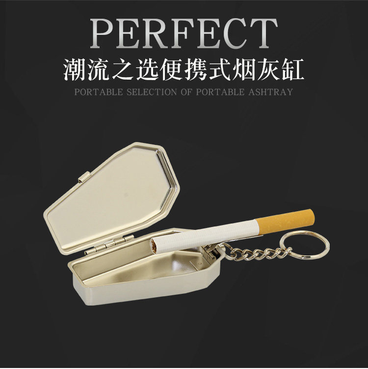 现货棺材便携式钥匙扣Coffin Keychain随身个性烟灰缸潮流男时尚