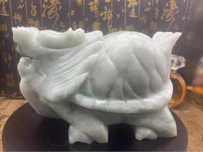 天然贵州翠龙龟摆件龙龟荣归装饰摆件石雕工艺品酒柜装饰品