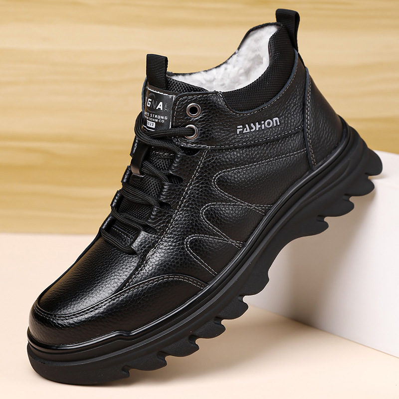 高档男士2025冬季新款棉鞋加绒加厚保暖高帮防滑中年爸爸雪地靴