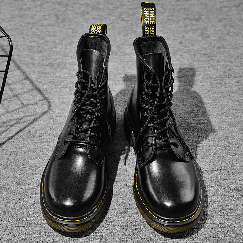 真皮马丁靴男高帮英伦风ins中帮