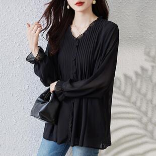 MONLOUVE雪纺衬衫女装春秋冬季2025年新款洋气大码高级感气质小衫