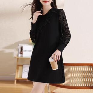 MONLOUVE新中式a字大码连衣裙子女士装春秋冬季2025年新款长袖气