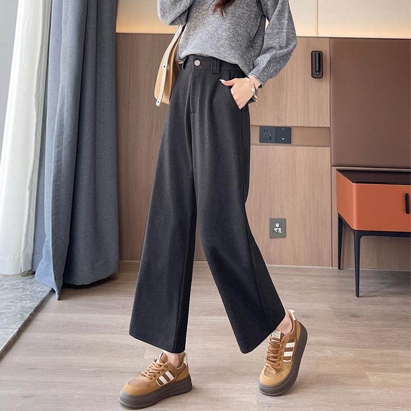 MONLOUVE九分阔腿裤子女士装春秋冬季2025年新款高腰垂感小个子休