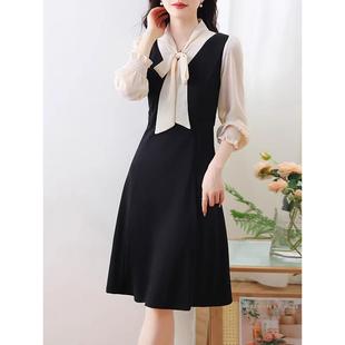 MONLOUVE法式气质高级感连衣裙子女装春秋冬季2025年新款小个子长