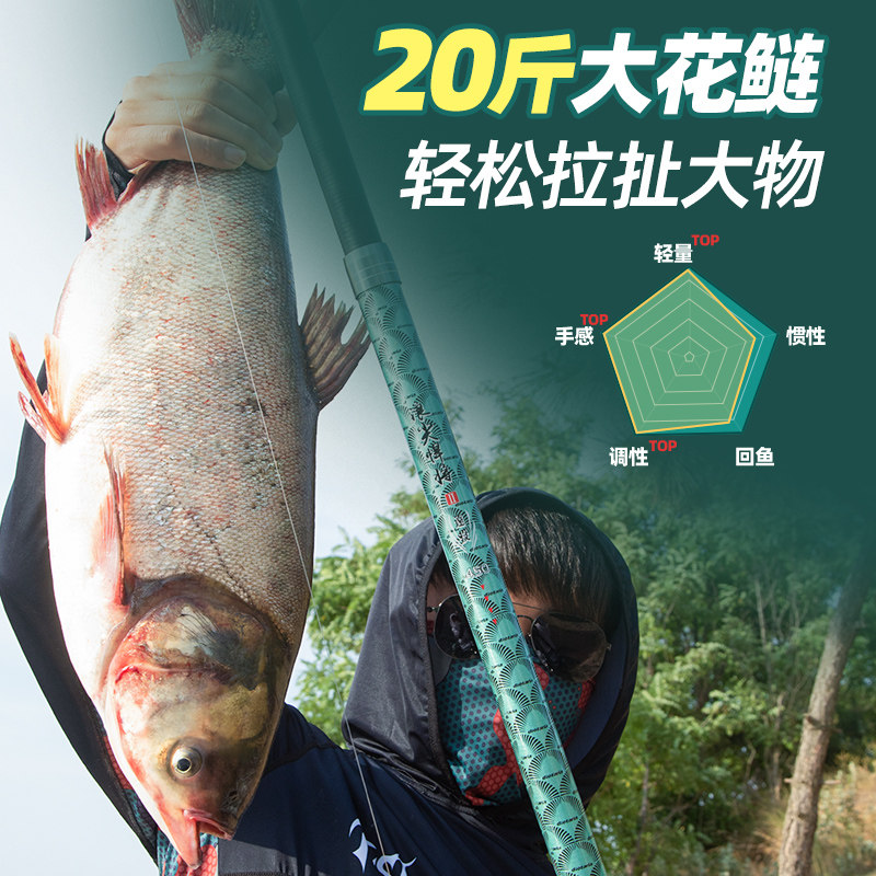 名伦旗舰鱼竿悍将海杆抛竿钓鱼竿套装组合鲢鳙全套超硬大物远投竿