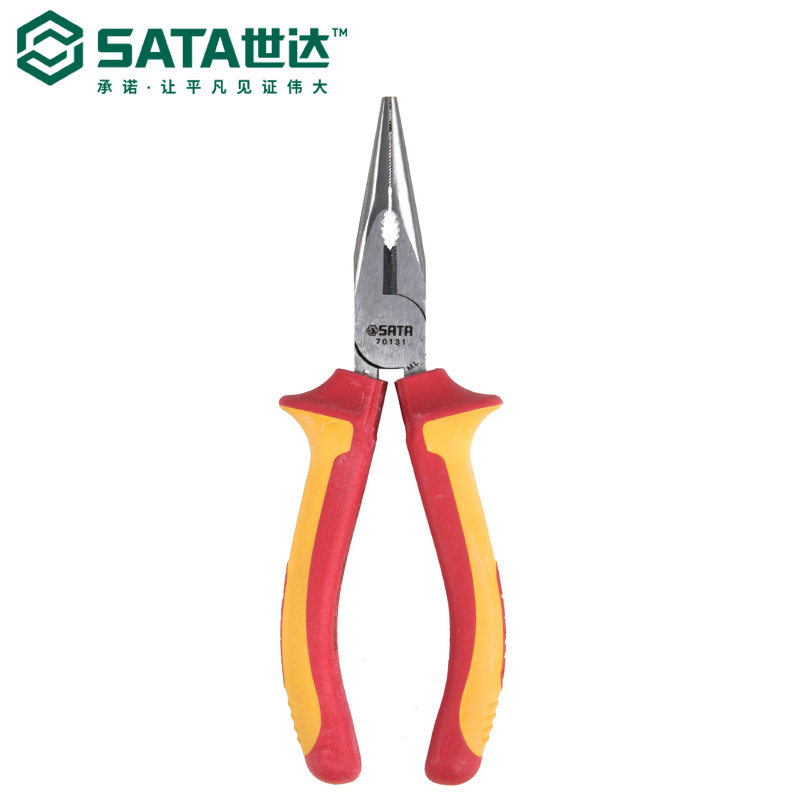 sata/世达工具手工钳子vde绝缘耐压尖嘴钳子6-8寸70131/70132