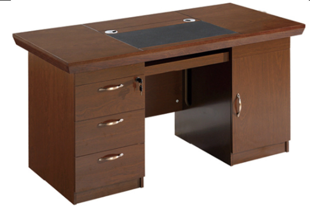 可制做实木皮油漆办公桌商业中式多抽屉办公桌条形经理商务办公桌