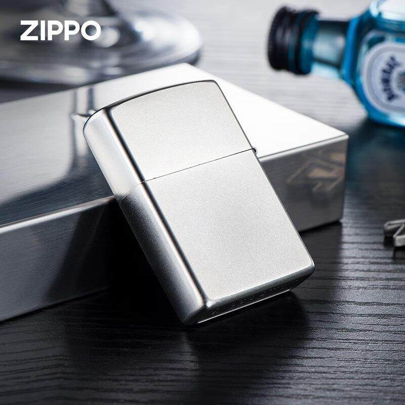 Zippo正品芝宝打火机银色磨砂经典缎纱205煤油国潮送男朋友礼物
