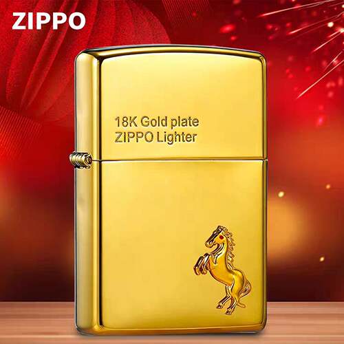 Zippo芝宝正品打火机18K马到成功个性礼物煤油砂轮送礼