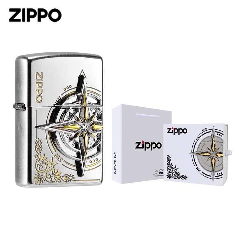 Zippo打火机正品芝宝爱情指南针贴章个性国潮送男朋友礼物zippo