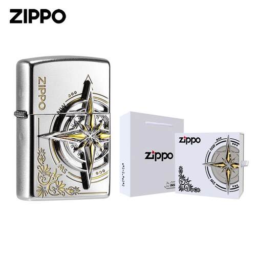 Zippo打火机正品芝宝爱情指南针贴章个性国潮送男朋友礼物zippo