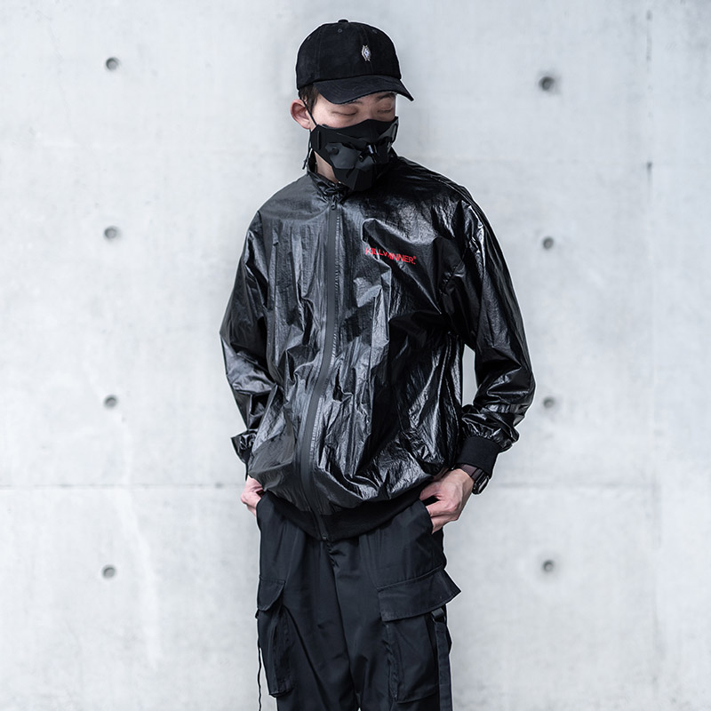 丁n国潮精品k潮llwin丁er春季漆皮i外套男i牌宽松机能
