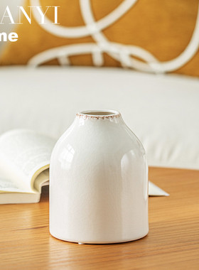 白色复古陶瓷花瓶摆件客厅插花鲜花水培装饰创意轻奢小众白瓷桌面