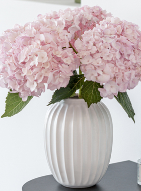 花瓶摆件客厅插花陶瓷高级感复古美式陶罐白色法式郁金香大肚餐桌