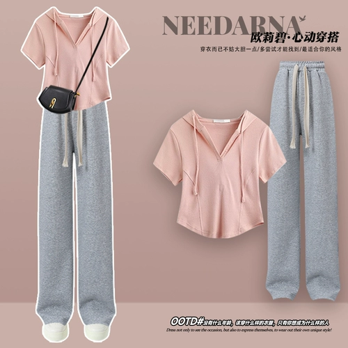 Модный приталенный комплект с капюшоном, 2024 года